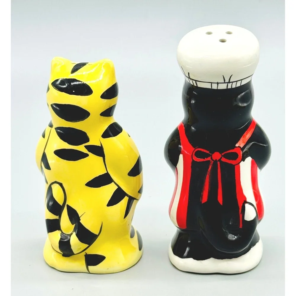 Catzilla Big On Cats Chef Cats Ceramic Salt Pepper‎ Shaker Set Candace Reiter